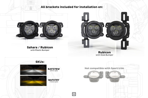 Morimoto 4Banger Fog Light Kit: 18+ JL/JT (NCS / Wide / Yellow / Set)