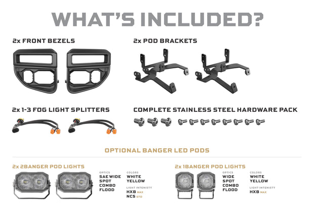 Banger Fog Brackets: 20-22 Super Duty OE LED (Set)