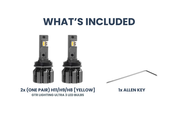 H11/H9/H8: GTR Lighting Ultra 3 Yellow (Pair)