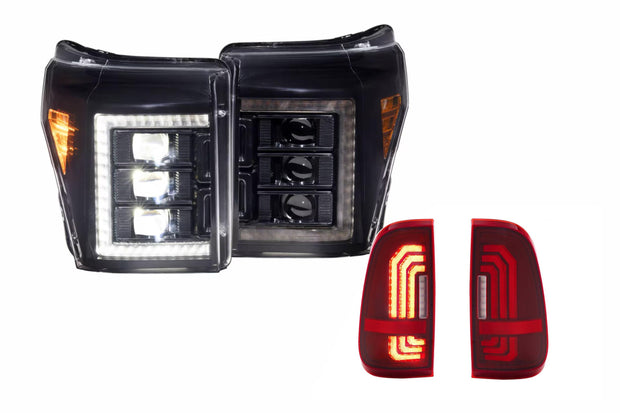 11-16 Ford Super Duty White DRL Heads and Red Tails