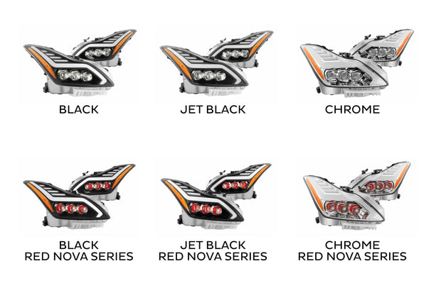 ARex Nova LED Headlights: Infiniti G37 / Q60 (08-15) - Matte Black / Chrome (Set)
