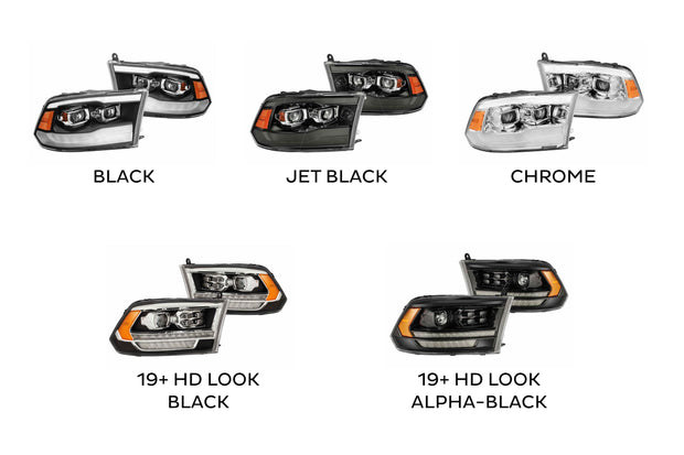 ARex (PRO-Series) Halogen Headlights: Dodge Ram (09-18) - Jet Black (Set)