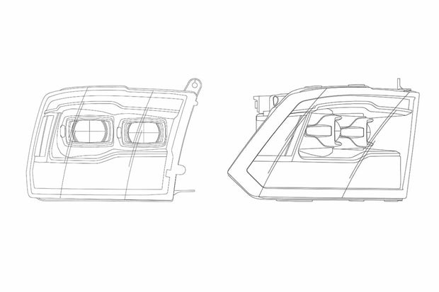 ARex (PRO-Series) Halogen Headlights: Dodge Ram (09-18) (G2) - Alpha-Black (Set)