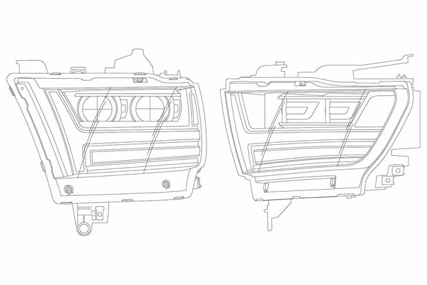 ARex (PRO-Series) Halogen Headlights: Dodge Ram 1500 (19+) - Black (Set)