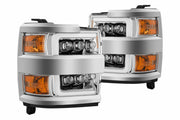 ARex Nova LED Headlights: Chevy Silverado HD (15-19) - Jet Black w/ Chrome Grille (Set)