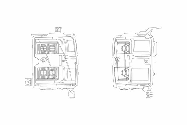 ARex Nova LED Headlights: Chevy Silverado HD (15-19) - Jet Black w/ Chrome Grille (Set)