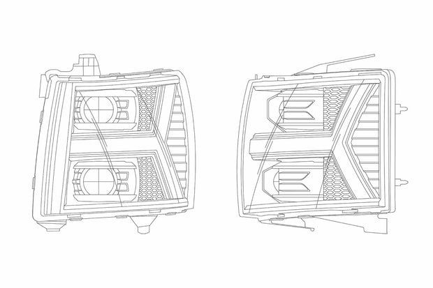 ARex (PRO-Series) Halogen Headlights: Chevy Silverado 1500 (07-13) - Jet Black (Set)