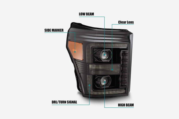 ARex (PRO-Series) Halogen Headlights: Ford Super Duty (11-16) - Alpha-Black (Set)