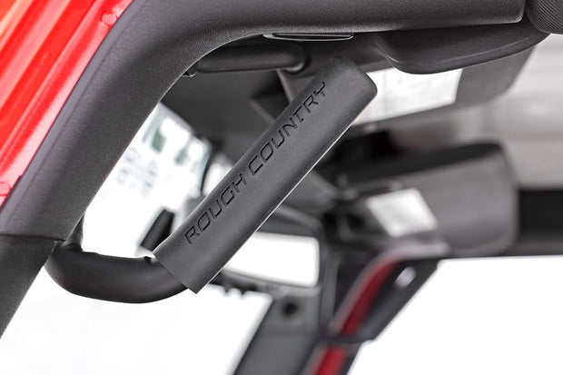 Jeep Front Solid Steel Grab Handles 07-18 Wrangler JK Black Rough Country