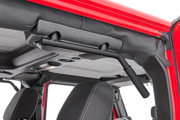 Jeep Solid Steel Grab Handle Set 07-18 Wrangler JK Black Rough Country