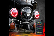 XKChrome RGB LED Running Light Kit: Harley 4.5in (Chrome w/ Controller)