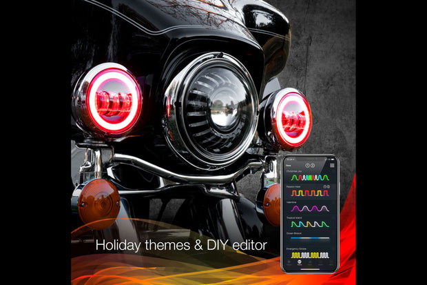 XKChrome RGB LED Running Light Kit: Harley 4.5in (Chrome w/ Controller)