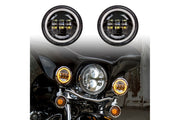 XKGlow Motorcycle Driving Lights: Black w/ Amber Halo