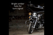 XKGlow Motorcycle Driving Lights: Chrome w/ Amber Halo