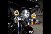 XKGlow Motorcycle Driving Lights: Black w/ Amber Halo