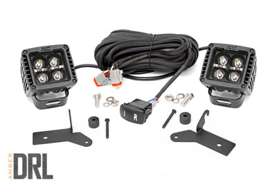 Jeep JL/Gladiator 2 Inch LED Lower Windshield Kit Black Series w/Amber DRL For 18-Pres Wrangler JL/20-Pres Gladiator Rough Country