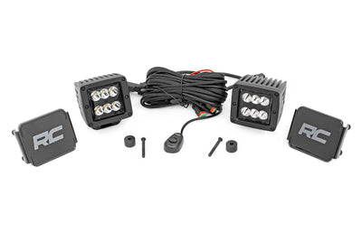 Jeep 2 Inch LED Cube Easy-Mount Kit 18-20 Wrangler JL 20-Up Gladiator-Black Series Rough Country