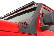 Jeep 50-Inch Straight LED Light Bar Upper Windshield Kit w/ Dual-Row Black Series LED 2-Up Gladiator JT, 18-20 Wrangler JL Rough Country