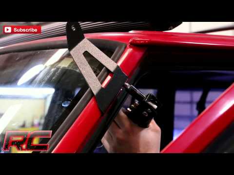 Jeep 50-inch Black Series Curved LED Light Bar Upper Windshield Kit 84-01 Jeep XJ Cherokee Rough Country