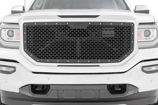 Sierra Mesh Grille 16-18 Sierra 1500 Black Powdercoat Stainless Steel Hardware Rough Country