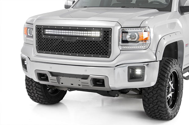 Sierra Mesh Grille w/30 Inch Dual Row Black Series LED 14-15 Sierra 1500 Rough Country