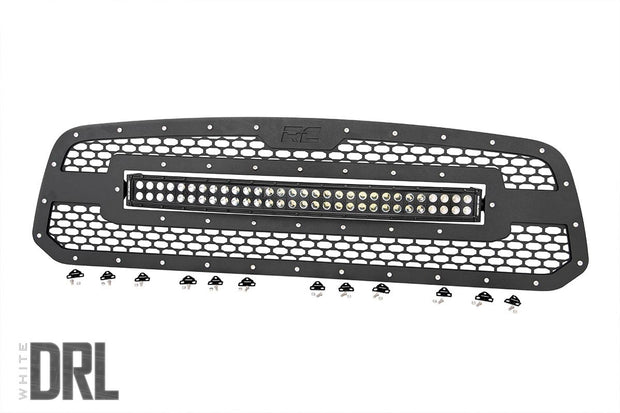 Dodge Mesh Grille 30 Inch Dual Row Black Series LED w/Cool White DRL 13-18 RAM 1500 Rough Country