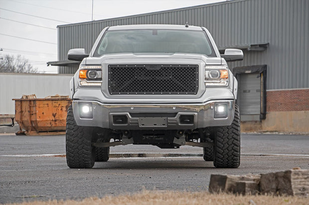 2 Inch Cree LED Fog Light Kit Black Series 14-15 Sierra 1500 Rough Country