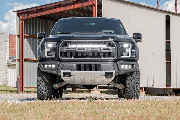 Ford Triple LED Fog Light Kit Black Series w/Amber DRL 17-19 F-150 Raptor Rough Country