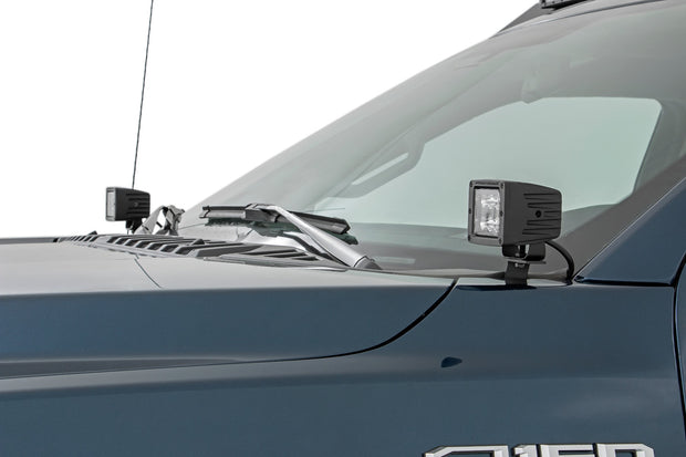 Ford 2-inch LED Lower Windshield Flood Pattern Ditch Kit 15-21 Ford F-150 Rough Country