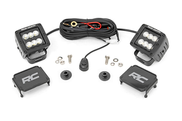 LED Light Ditch Mount 2 Inch Black Series Pair Flood Pattern 21-Up Ford Bronco Rough Country