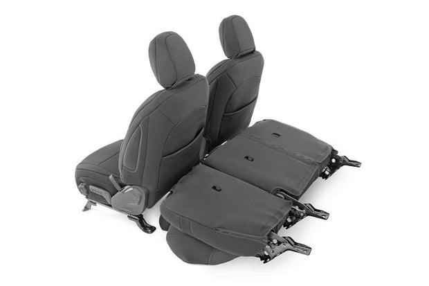 Jeep Neoprene Seat Cover Set Black 18-20 Wrangler JL Unlimited Rough Country