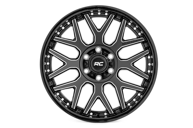 95 Series Wheel One-Piece Gloss Black Machined 20x10 8x6.5 -19mm Rough Country