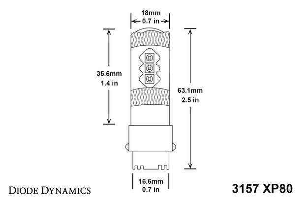 3157 LED Bulb XP80 LED Red Single Diode Dynamics