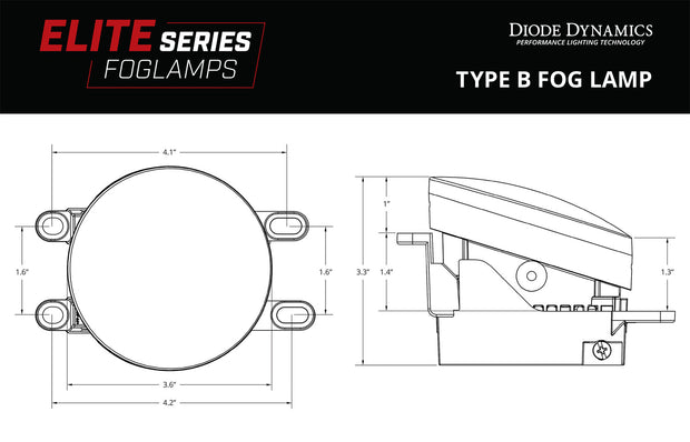 Elite Series Fog Lamps for 2016-2021 Toyota RAV4 Pair Yellow 3000K Diode Dynamics