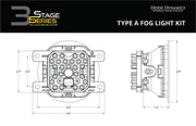 SS3 LED Fog Light Kit for 2014-2019 Ford Fiesta ST Yellow SAE Fog Pro w/ Backlight Diode Dynamics