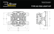 SS3 LED Fog Light Kit for 2009-2014 Ford Focus Yellow SAE Fog Sport w/ Backlight Diode Dynamics