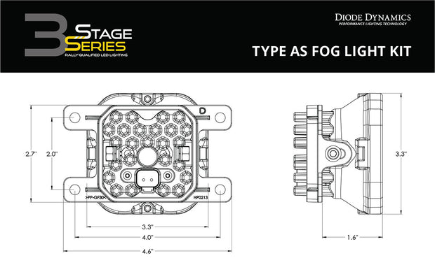 SS3 LED Fog Light Kit for 2009-2014 Ford Focus White SAE Fog Pro w/ Backlight Diode Dynamics