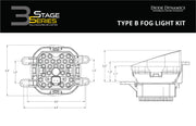 SS3 LED Fog Light Kit for 2016-2021 Toyota RAV4 Yellow SAE Fog Pro w/ Backlight Diode Dynamics