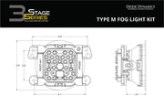 SS3 LED Fog Light Kit for 2009-2017 Dodge Journey Yellow SAE Fog Pro w/ Backlight Type M Bracket Kit Diode Dynamics