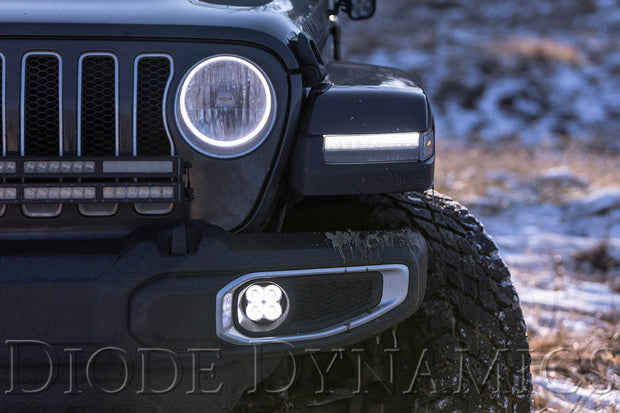 SS3 LED Fog Light Kit for 2018-2021 Jeep JL Wrangler Yellow SAE Fog Max w/ Backlight Type M Bracket Kit Diode Dynamics