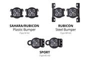 SS3 LED Fog Light Kit for 2018-2021 Jeep JL Wrangler Yellow SAE Fog Max w/ Backlight Type MS Bracket Kit Diode Dynamics