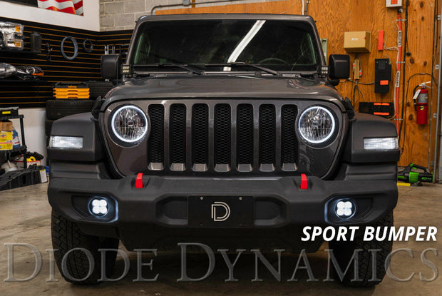 SS3 LED Fog Light Kit for 2018-2021 Jeep JL Wrangler Yellow SAE Fog Max w/ Backlight Type MS Bracket Kit Diode Dynamics