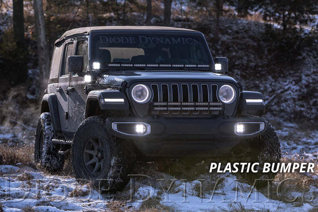 SS3 LED Fog Light Kit for 2018-2021 Jeep JL Wrangler Yellow SAE Fog Max w/ Backlight Type MS Bracket Kit Diode Dynamics