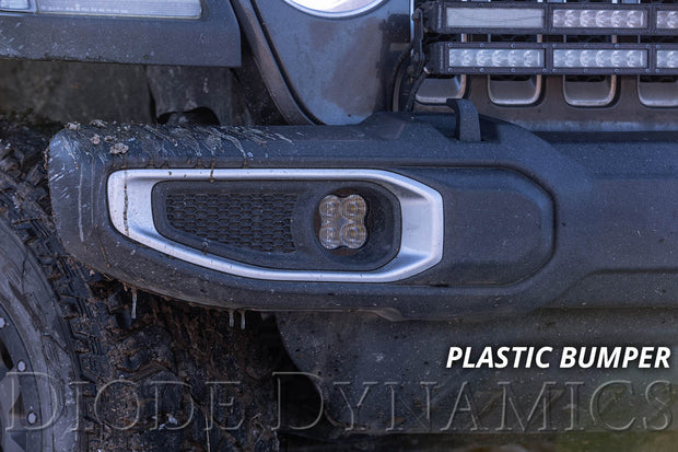 SS3 LED Fog Light Kit for 2020-2021 Jeep Gladiator Yellow SAE Fog Max w/ Backlight Type MS Bracket Kit Diode Dynamics