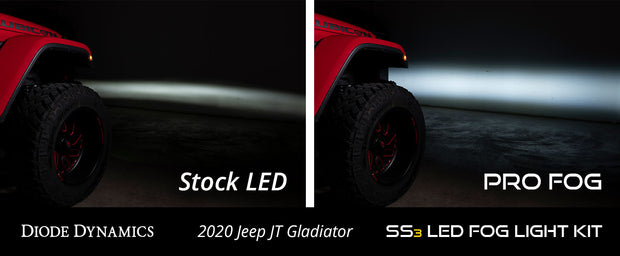 SS3 LED Fog Light Kit for 2020-2021 Jeep Gladiator Yellow SAE Fog Max w/ Backlight Type MS Bracket Kit Diode Dynamics
