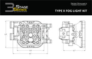 SS3 LED Fog Light Kit for 2008-2009 Subaru Legacy White SAE Fog Pro w/ Backlight Diode Dynamics
