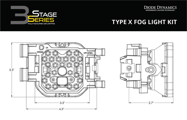 SS3 LED Fog Light Kit for 2008-2009 Subaru Legacy Yellow SAE Fog Pro w/ Backlight Diode Dynamics