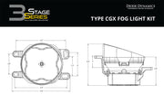 SS3 LED Fog Light Kit for 2012-2014 Toyota Prius, White SAE Fog Pro with Backlight Diode Dynamics
