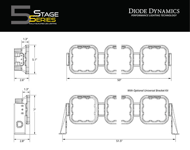 SS5 Sport Universal CrossLink 8-Pod Lightbar White Driving Diode Dynamics
