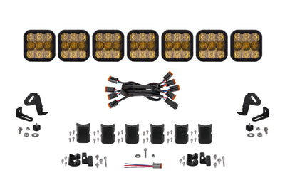 SS5 Pro Universal CrossLink 7-Pod Lightbar Yellow Combo Diode Dynamics
